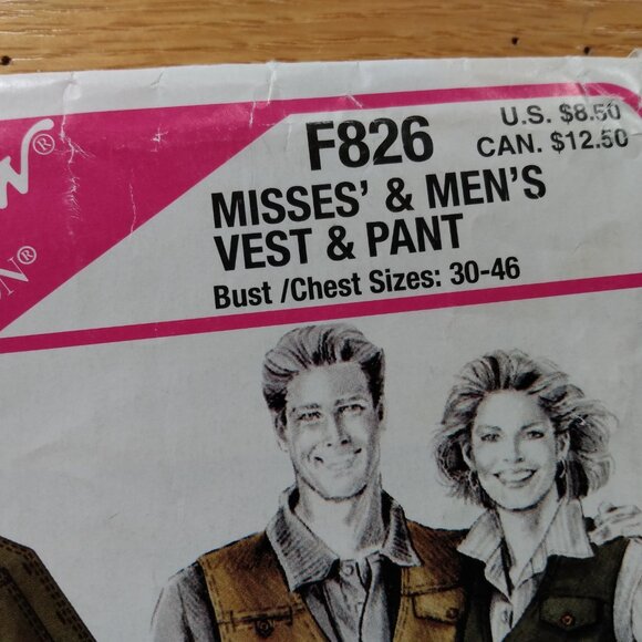 Vintage Vest and Japanese Garden Pants Sewing Pattern Pockets Men's Women's - Picture 3 of 8